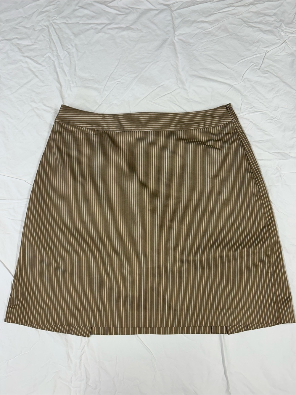 Adidas Golf Stretch Pinstripe Skort Size 8 Tan Brown White Activewear Like New